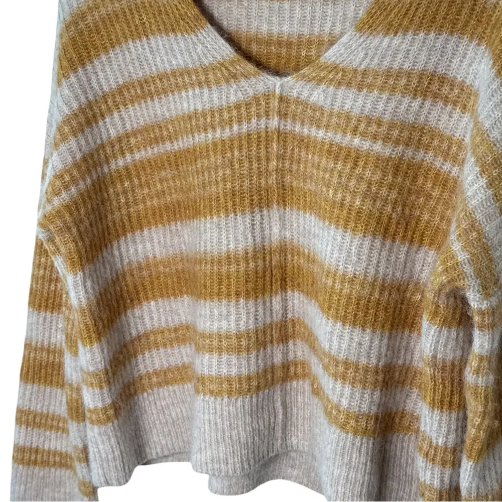 Madewell Staley Space-Dyed Cropped V-Neck Sweater Mustard‎ Cream S